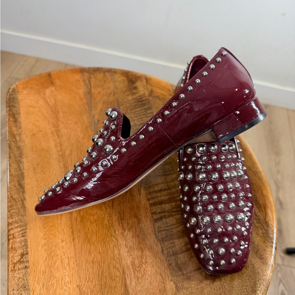 Halogen Burgundy Studded Flats
